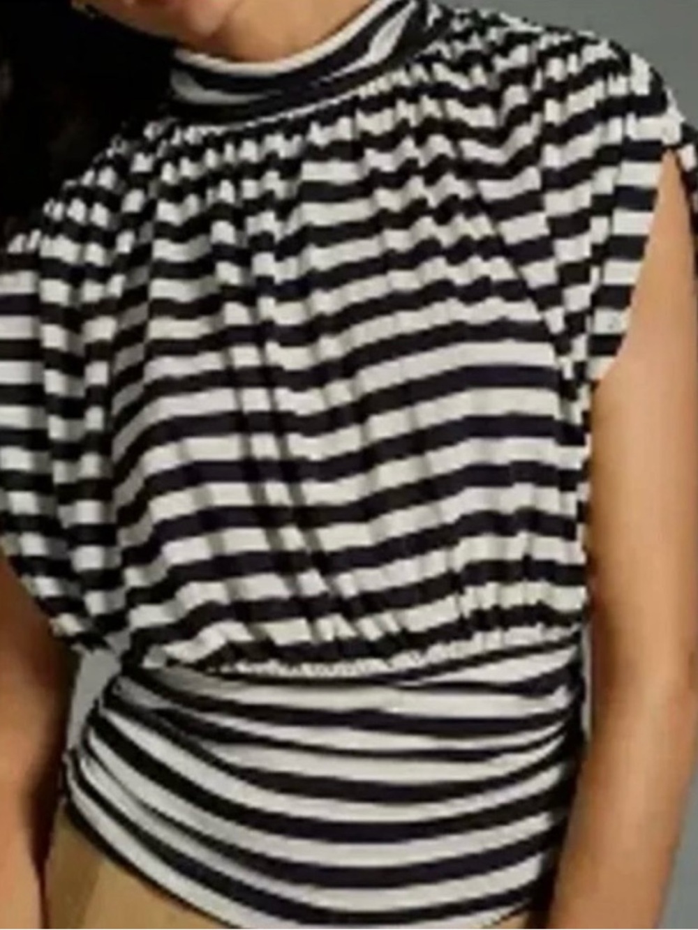 Anthropologie Maeve Navy and White Striped Top